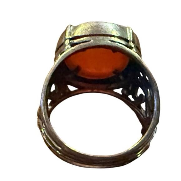 Vintage 925 Sterling Silver Carnelian Ring Filigree Boho Statement SZ.8 Courage - Picture 4 of 16
